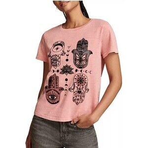 Lucky Brand Women’s Hamsa Hands Graphic Crewneck T‑Shirt XS Pink NWT